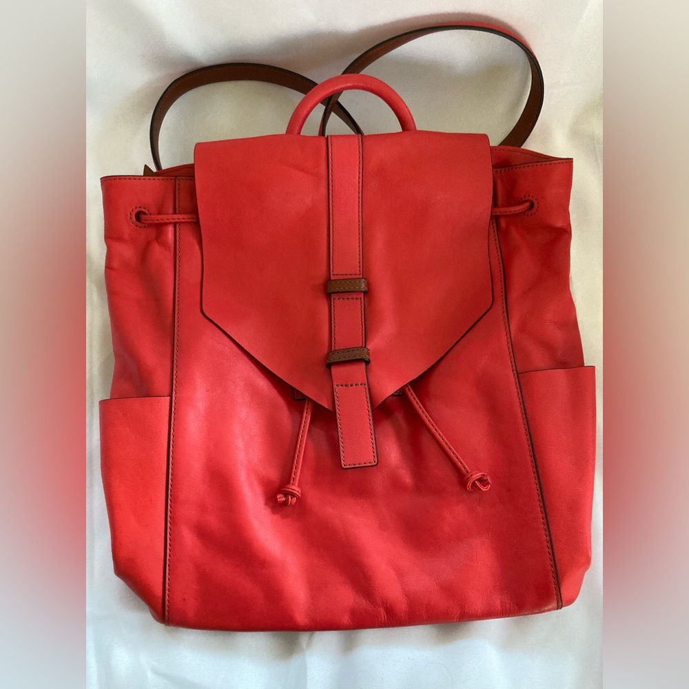Vera Bradley Big Sky Backpack/Canyon Sunset. Color: Red Orange. Leather. EUC